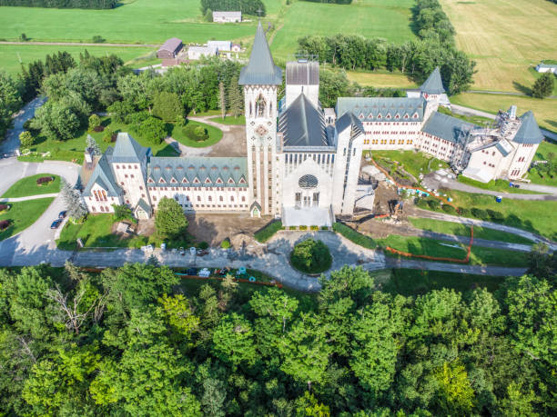istock Aerial view of St. Benoit du lac Abbey 1583360920