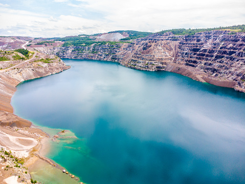 Aerial view of quarry in Black Lakeduring summer day