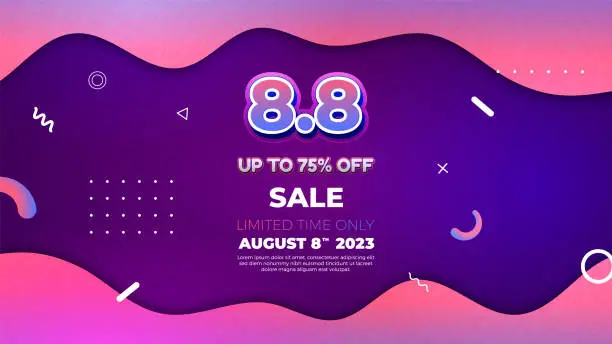 Vector illustration of 8 8 sale banner promotion background with gradient abstract background design