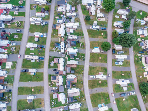 istock Aerial view of motor home campground 1583379014
