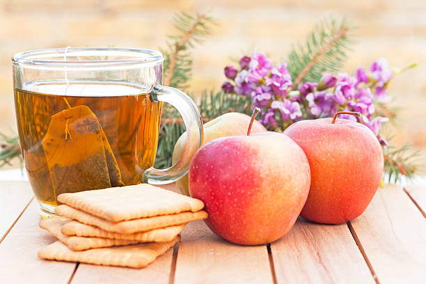 Healthy breakfast with a cup of tea