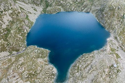 aerial view of lake serdoli in trentino