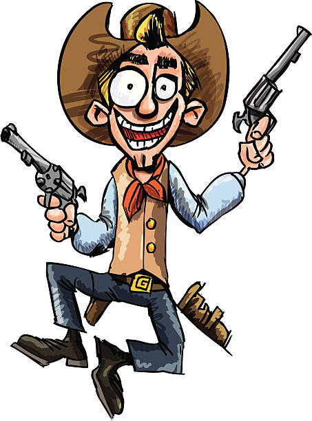 tanz cartoon cowboy - cowboy hat wild west single object white background stock-grafiken, -clipart, -cartoons und -symbole