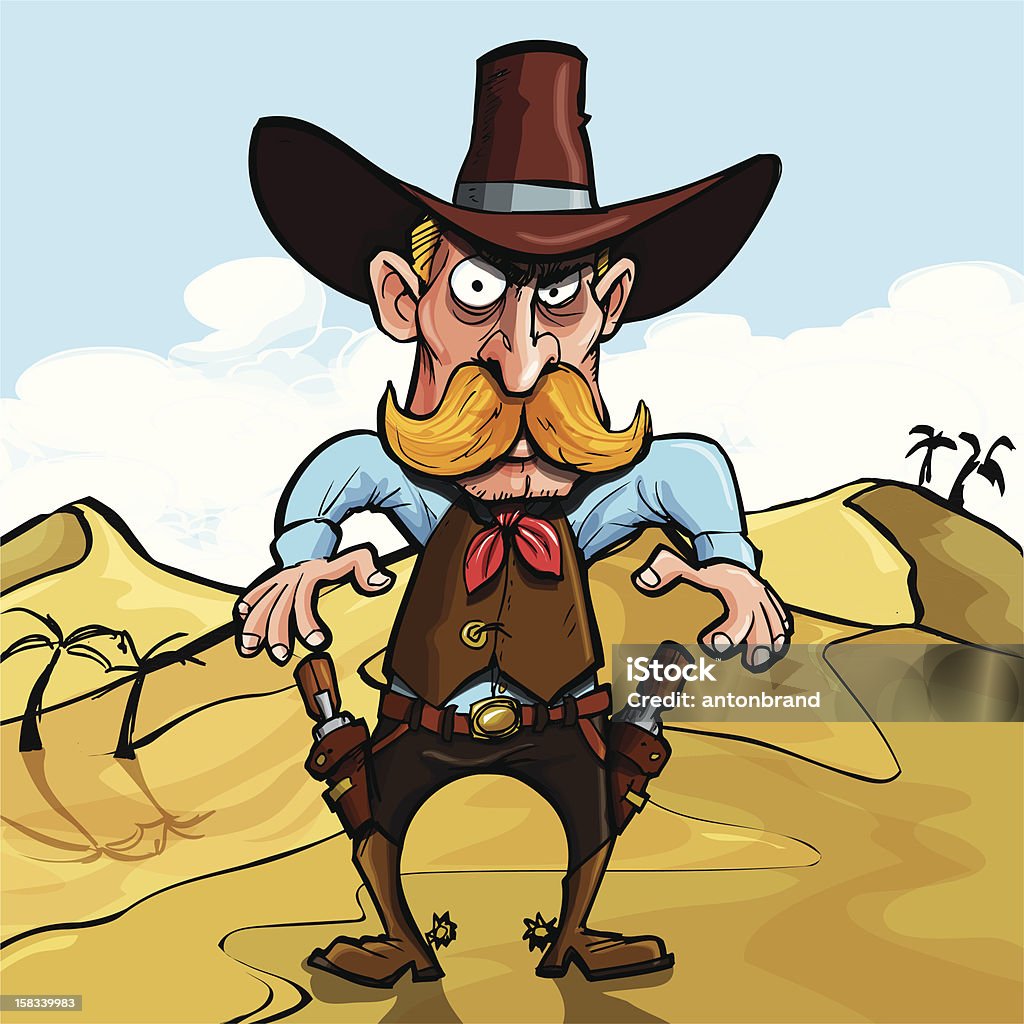 Kreskówka, Kowboj na pustyni - Grafika wektorowa royalty-free (Kowboj)