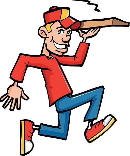 pizza delivery boy - pizza delivering running men stock-grafiken, -clipart, -cartoons und -symbole