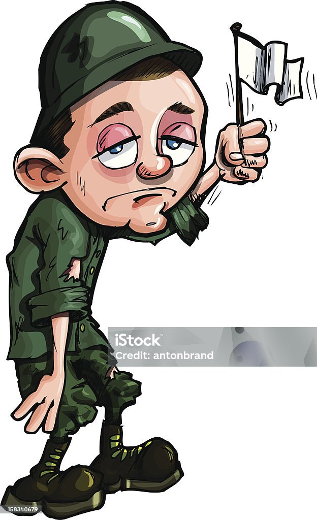 Cartoon soldier surrendering Adult stock vector