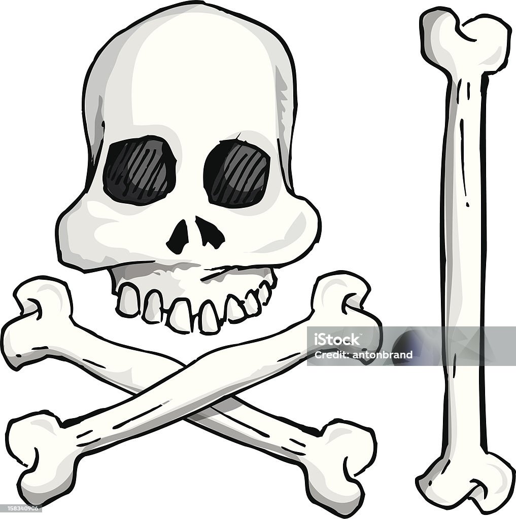 Los huesos del cráneo & cruce - arte vectorial de Bandera Pirata libre de derechos