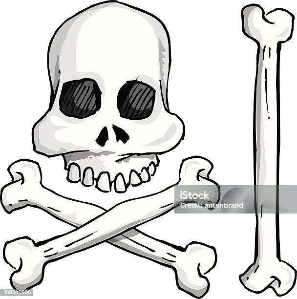 Ilustración de Los Huesos Del Cráneo Cruce y más Vectores Libres de Derechos de Bandera Pirata - Bandera Pirata, Bandera de piratas, Blanco y negro