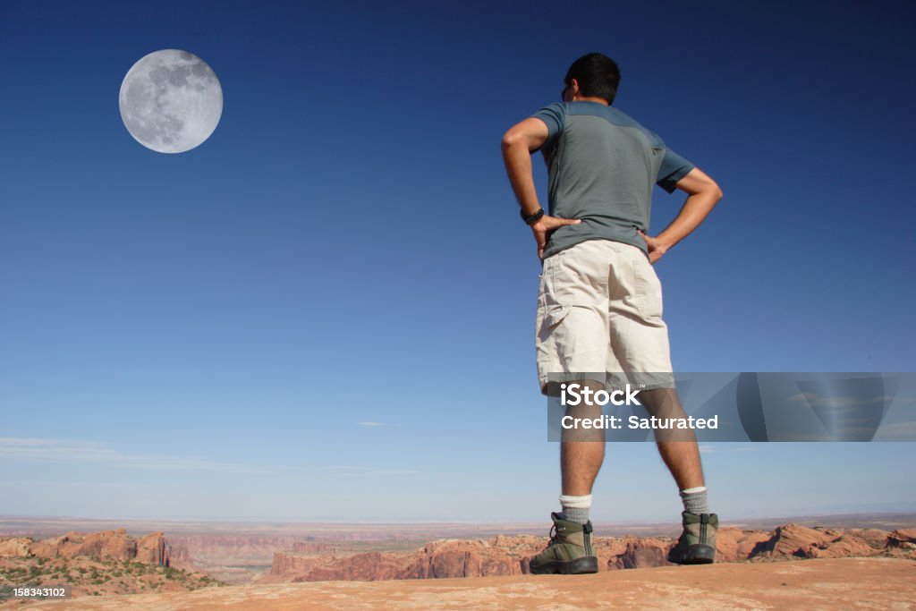 Hiking, Canyon e luna - Foto stock royalty-free di Luna