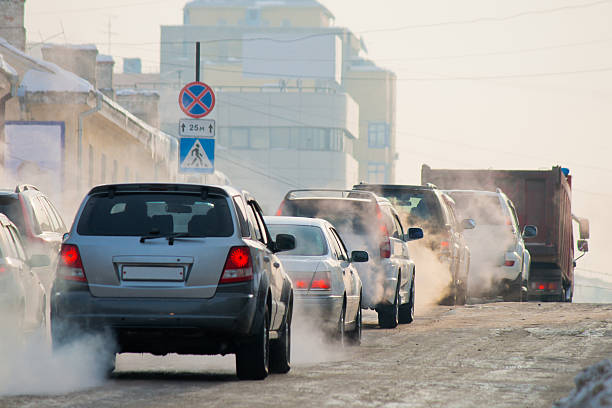 un hiver en ville - pollution photos et images de collection