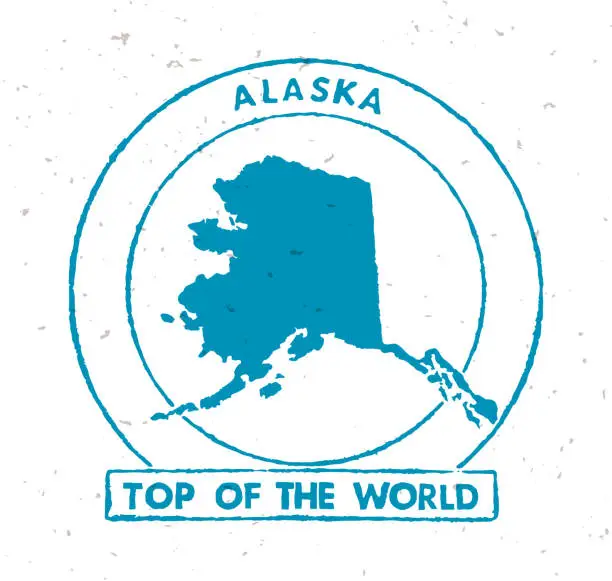 Vector illustration of Blue Alaska Ink Stamp