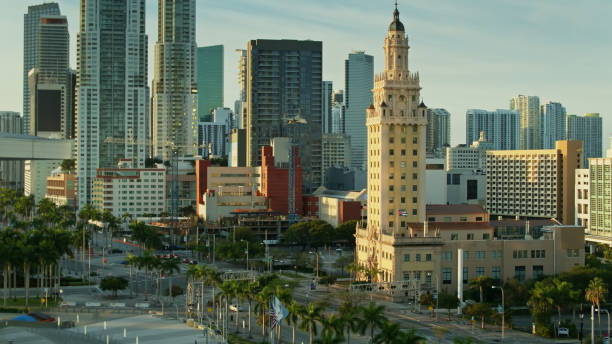 istock Biscayne Boulevard in Downtown Miami at Sunrise - Aerial 1583438231