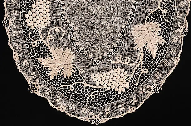 Detail of antique Orvieto crochet lace. Made in Italy about 1900.