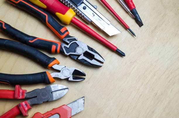 istock Different types of tools screwdrivers, pliers, nippers. 1583451649