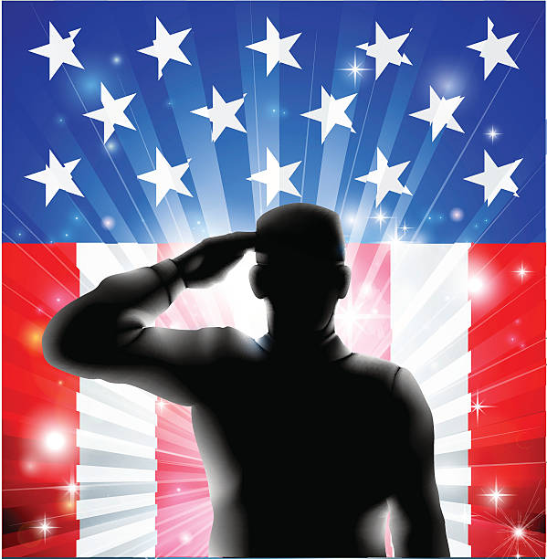 istock US flag military soldier saluting in silhouette 158345645