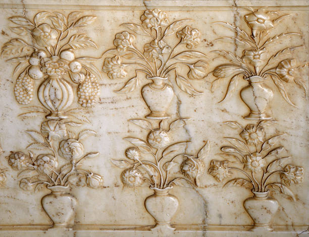 istock Marble carved flowers and vases 158346149