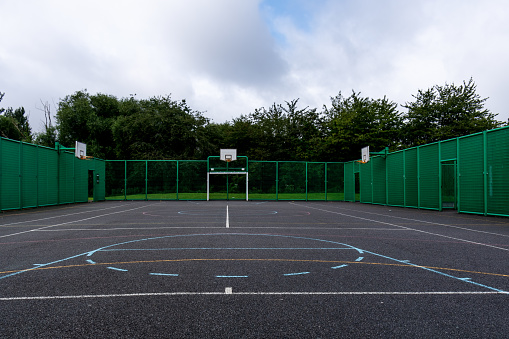 Outdoor football soccer and basketball court