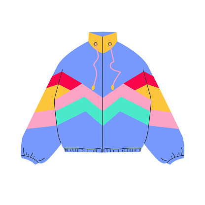 Hand drawn vector illustration sport jacket. Classic 80s-90s elements in modern style flat, line style. Fashion patch, badge, emblem.