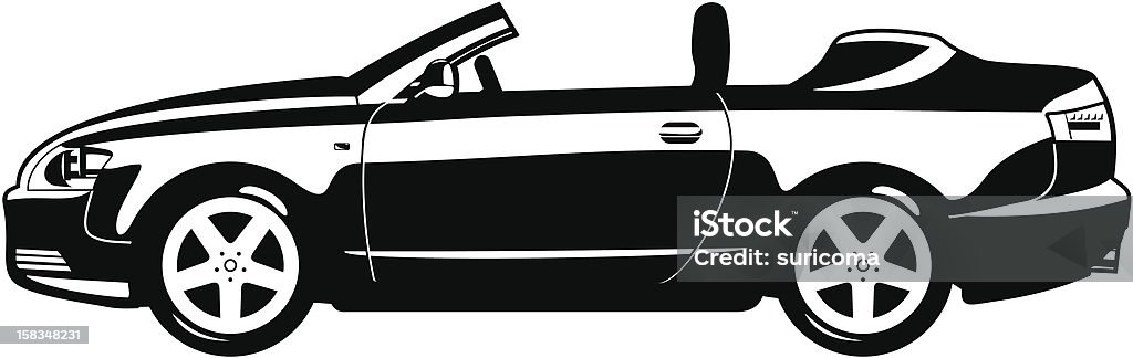 illustration of car black and white illustration of  Convertible. (two-door) Black And White stock vector