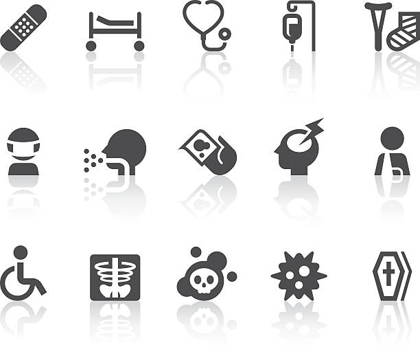 Disease Icons | Simple Black Series vector art illustration