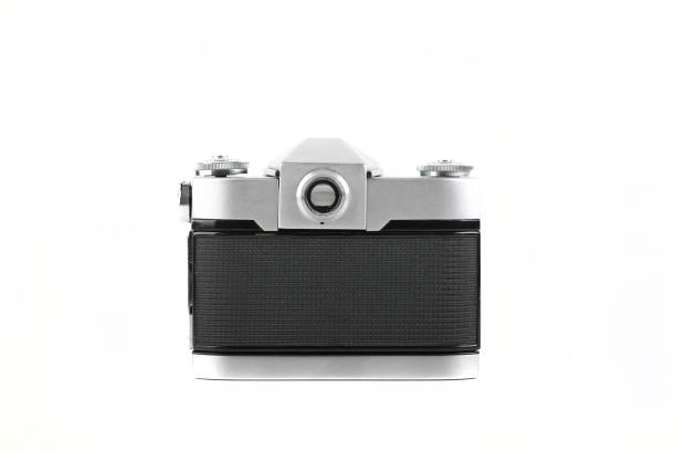istock Very rare old 35 mm SLR camera on white background. 1583514691