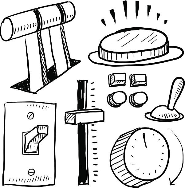 электричество контроля оборудование эскиза - throttle stock illustrations