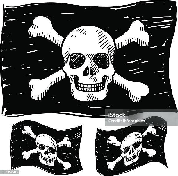 Jolly Roger Pirate Flag Sketch Stock Illustration - Download Image Now - Black Color, Clip Art, Cut Out