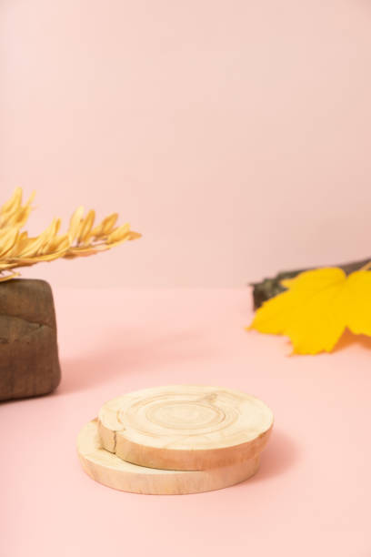 istock Podium or pedestal template mock up. Autumn scene composition for cosmetics 1583515722