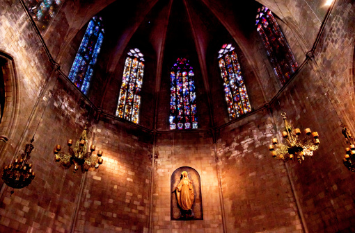 Old Stone Basilica St Maria del Pi Barcelona Spain