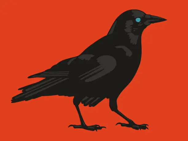 Vector illustration of Spooky Halloween Crow Raven Bird Silhouette