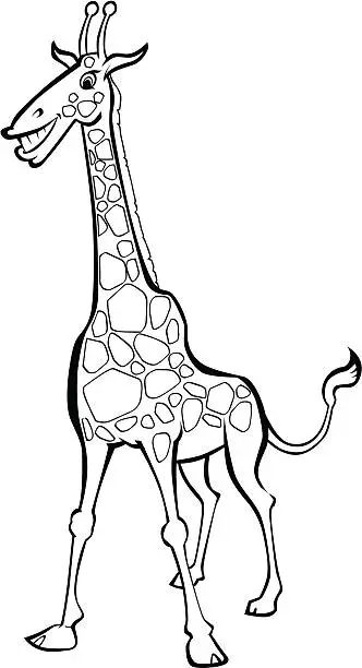 Vector illustration of Giraffe lineart stencil