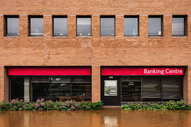 Centro bancario allagato - foto stock