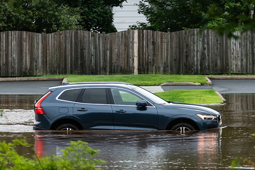 July 22, 2023 - Bedford, Nova Scotia - Record breaking rainfall brought the Sackville River well beyond it's banks, flooding much of the Bedford area.