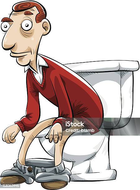 Constipated Mann Stock Vektor Art und mehr Bilder von Toilette - Toilette, Sitzen, Menschen