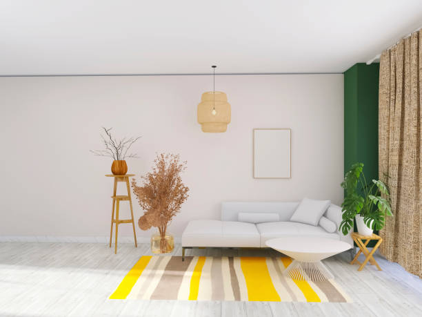 istock Living room interior design with sofa 3d render, 3d illustration 1583651250