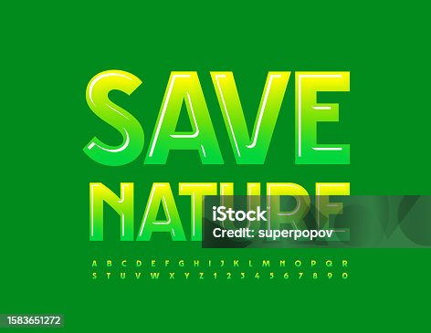 istock Vector eco concept Save Nature. Creative Alphabet Letters and Numbers set 1583651272