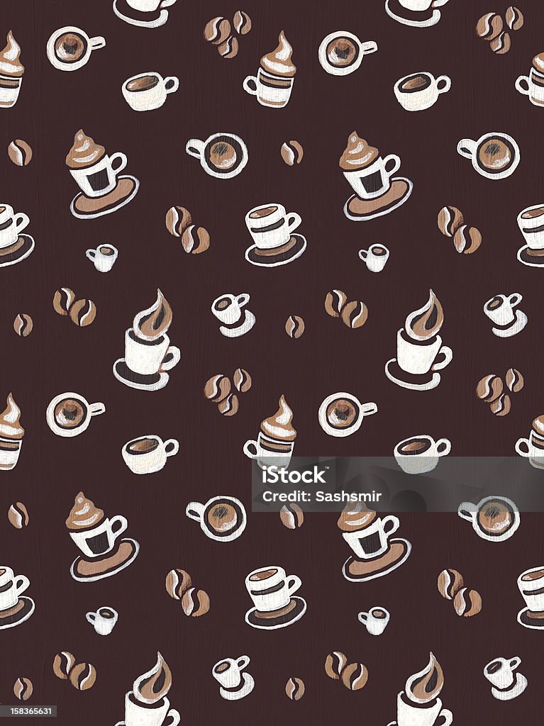 Seamless pattern with coffee beans и чашечками - Стоковые иллюстрации Ароматический роялти-фри