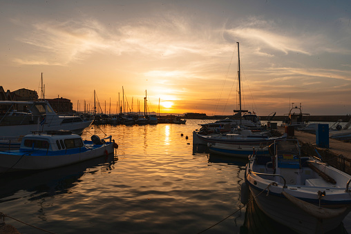 beautiful romantic beach of Cyprus over sunset