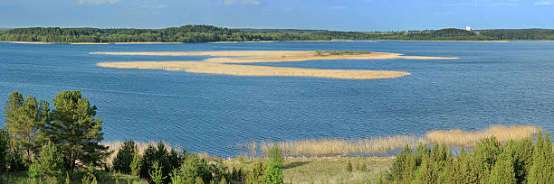 Panorama of the lake. Panoramic picture (3:1) of the lake at day. braslav lakes stock pictures, royalty-free photos & images