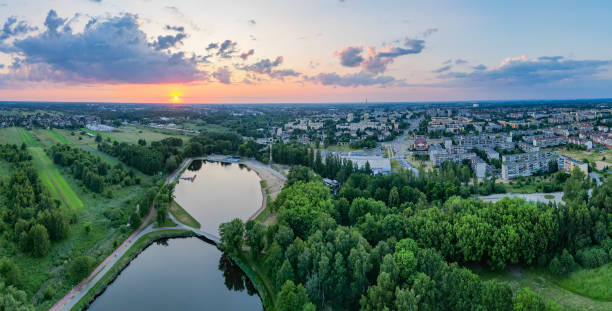 istock Public park called Lewityn in Pabianice City - view from drone 1583738231