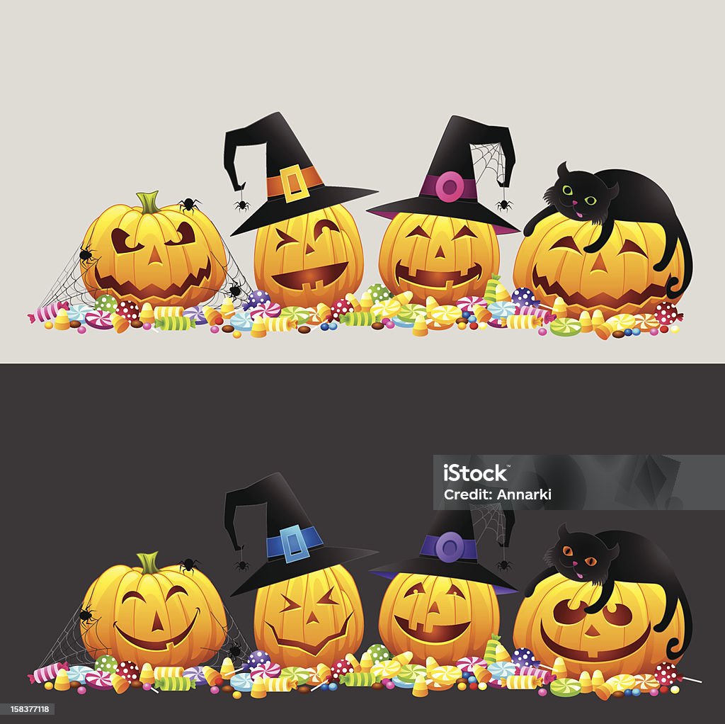 Des potirons trick or treat halloween illustration vectorielle - clipart vectoriel de Confiserie - Mets sucré libre de droits