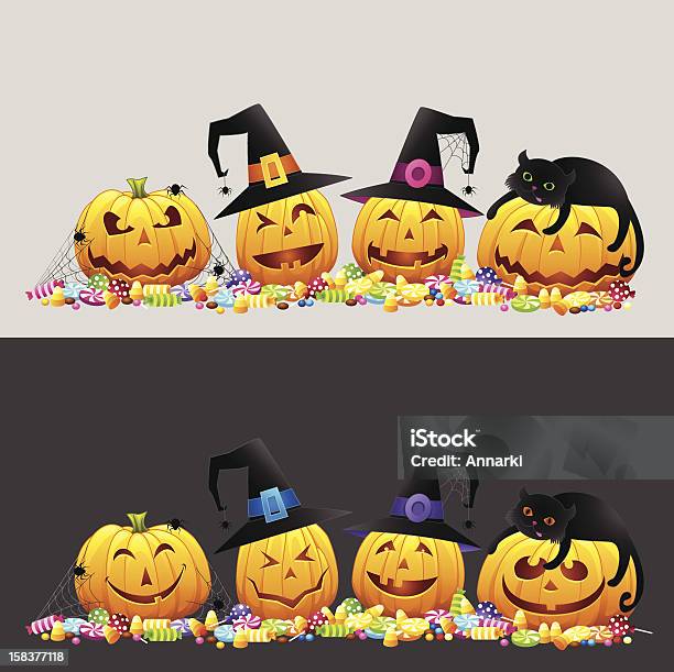 Des Potirons Trick Or Treat Halloween Illustration Vectorielle Vecteurs libres de droits et plus d'images vectorielles de Confiserie - Mets sucré