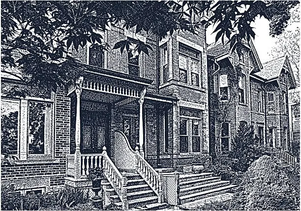 Vector illustration of Restored Victorian Homes