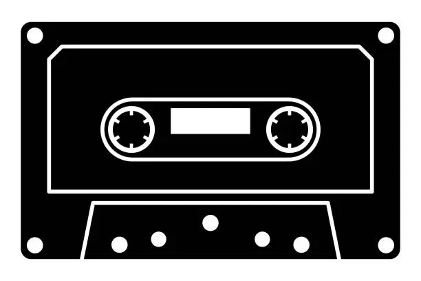 Vector illustration of Cassette Tape Isolated Vector Silhouette