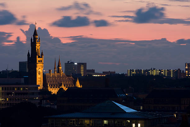 istock Sunset in The Hague. View at Peace Palace. 158385939