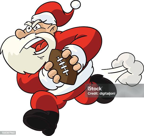 Santa Claus Jogar Futebol - Arte vetorial de stock e mais imagens de Futebol Americano - Futebol Americano, Bola de futebol americano - Bola, Pai Natal