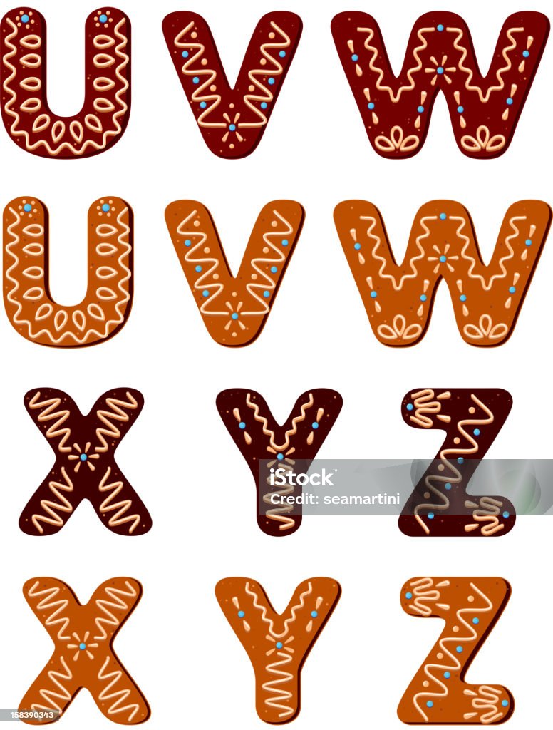 Gingerbread letras de A a Z U - Vetor de Biscoito royalty-free