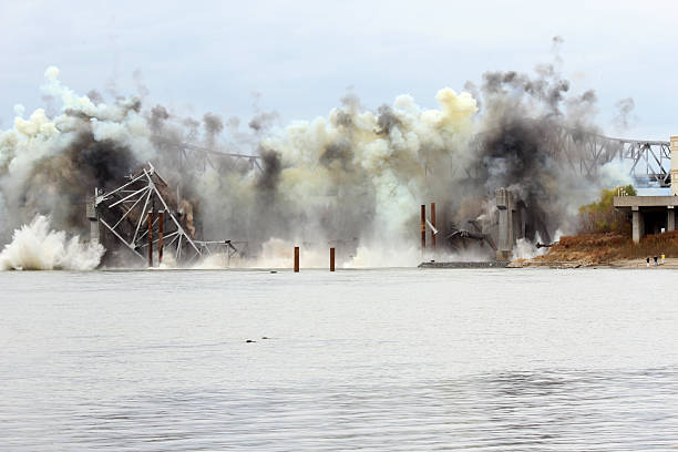 Blanchette Bridge Demolition over Missouri River stock photo