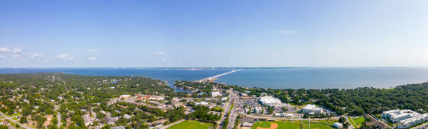 istock Aerial drone panorama Gulf Breeze Florida USA 1583948384