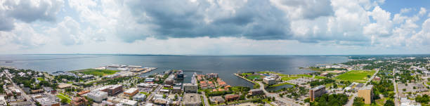istock Aerial drone panorama Pensacola Florida bay view 1583956029